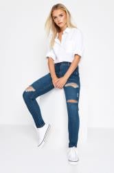 Petite Blue Distressed Skinny AVA Jeans | PixieGirl 3
