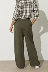 PixieGirl Petite Womens Green Tie Wide Leg Trousers | PixieGirl 3