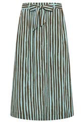 PixieGirl Petite Women's Brown Stripe Belted Maxi Skirt | PixieGirl 5