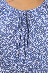 M&Co Petite Blue Leaf Print Tie Neck Cotton Midi Dress | M&Co 4