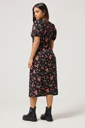 PixieGirl Petite Women's Black Rose Button Tea Dress | PixieGirl 3