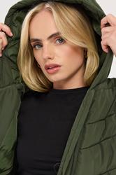 PixieGirl Petite Women's Khaki Green Padded Maxi Puffer Coat | PixieGirl 4