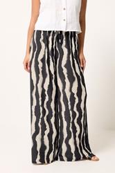 PixieGirl Petite Black Abstract Striped Wide Leg Trousers | PixieGirl 1