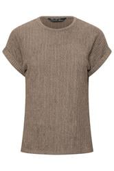PixieGirl Petite Mocha Brown Textured Short Sleeve Top | PixieGirl 5