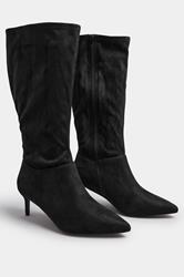 Black Pointed Toe Kitten Heel Boots In Extra Wide EEE Fit | Yours Clothing 5