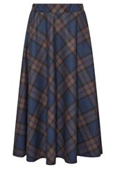 PixieGirl Petite Women's Brown & Blue Check Midaxi Skirt | PixieGirl 5