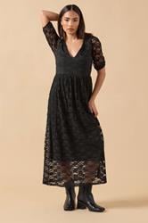 PixieGirl Petite Women's Black Lace Midi Tea Dress | PixieGirl 2