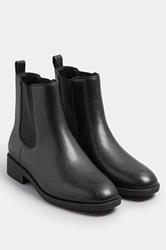 Black Faux Leather Chelsea Ankle Boots In Wide E Fit & Extra Wide EEE Fit | Yours Clothing 2