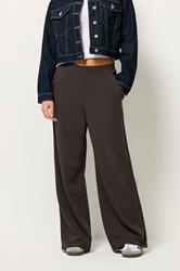 PixieGirl Petite Women's Chocolate Brown Scuba Wide Leg Trousers  2