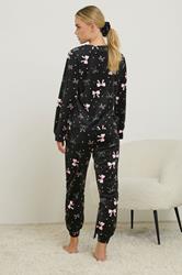 PixieGirl Petite Women's Black Bow Fleece Pyjama & Scrunchie Set | PixieGirl 3