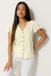 M&Co Petite Lemon Yellow Cotton Frill Sleeve Blouse | M&Co 3