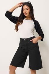 PixieGirl Petite Women's Black Cotton Denim Jorts | PixieGirl 3