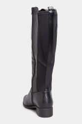 Black Faux Leather Stretch Knee High Boots In Wide E Fit & Extra Wide EEE Fit | Yours Clothing 4