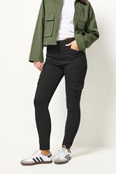 PixieGirl Petite Womens Black Pocket Detail Cargo Skinny Jeans | PixieGirl 2