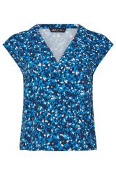 M&Co Petite Blue Spot Print Short Sleeve Wrap Blouse | M&Co 6