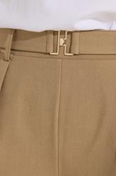 PixieGirl Petite Women's Natural Brown Buckle Wide Leg Trousers | PixieGirl 5