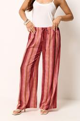 PixieGirl Petite Red Striped Wide Leg Trousers | PixieGirl 1