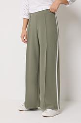 M&Co Petite Khaki Green Pintuck Trousers | M&Co 1