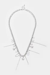 Silver Tone Star Pearl Droplet Necklace | Yours Clothing 2