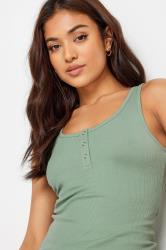 PixieGirl Petite Women's 2 PACK Sage Green & White Ribbed Popper Vest Tops | PixieGirl 6