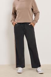 M&Co Petite Black & Brown Side Stripe Cotton Wide Leg Joggers | M&Co 3