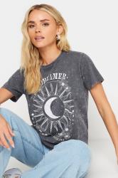 PixieGirl Petite Womens Charcoal Grey 'Dreamer' Slogan T-Shirt | PixieGirl 4