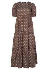 PixieGirl Petite Women's Chocolate Brown Spot Tiered Dress | PixieGirl 1