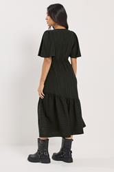 PixieGirl Petite Women's Black Crinkle Midi Dress | PixieGirl 2