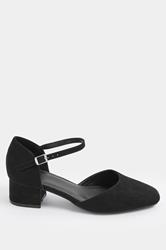 Black Square Toe Block Heels In Wide E & Extra Wide EEE Fit | Yours Clothing 2