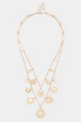 Gold Tone Pendant Charm Layered Chain Necklace | Yours Clothing 2