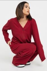 PixieGirl Petite Women's Burgundy Red Wide Leg Trousers | PixieGirl 4