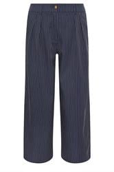 PixieGirl Petite Women's Navy Blue Pinstripe Wide Leg Trousers | PixieGirl 8