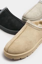 Brown Faux Suede Embroidered Mules In Standard Fit | Yours Clothing 6