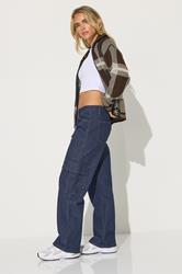 PixieGirl Petite Womens Indigo Blue Non-Stretch Utility Cargo Jeans | PixieGirl 1