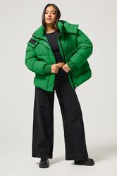 PixieGirl Petite Womens Bright Green Quilted Puffer Jacket | PixieGirl 2