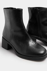 Black Faux Leather Square Toe Chelsea Boots In Extra Wide EEE Fit | Yours Clothing 6