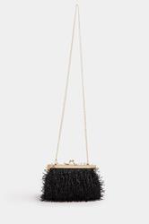 Black Eyelash Clutch Bag | Yours Clothing 2