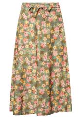 PixieGirl Petite Women's Green Floral Belt Tie Midi Skirt | PixieGirl 5
