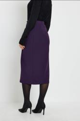 M&Co Petite Berry Purple Button Detail Midi Skirt | M&Co 2