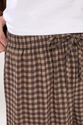 PixieGirl Petite Women's Chocolate Brown Gingham Wide Leg Trousers | PixieGirl 4