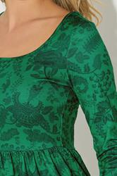 PixieGirl Petite Women's Green Paisley Print Midi Tea Dress | PixieGirl 4