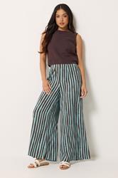 PixieGirl Petite Women's Brown Stripe Palazzo Wide Leg Trousers | PixieGirl  3