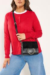 Black Ring Detail Cross Body Bag | Yours Clothing 1