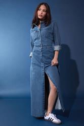 PixieGirl Petite Women's Blue Denim Maxi Dress | PixieGirl 1
