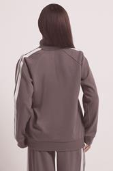 PixieGirl Petite Women's Purple Stripe Quarter Zip Sweatshirt | PixieGirl 4