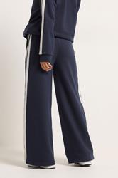 PixieGirl Petite Women's Set Navy Blue Stripe Cotton Sweatshirt & Wide Leg Joggers | PixieGirl 7