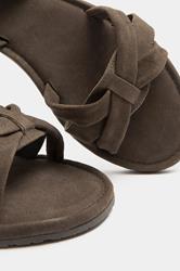 Chocolate Brown Faux Suede Cross Over Sandals In Extra Wide EEE Fit | Yours Clothing 4