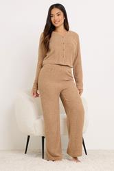 PixieGirl Petite Women's Camel Brown Chenille Wide Leg Trousers | PixieGirl 1