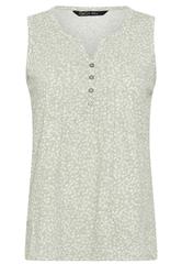 M&Co Petite Sage Green Ditsy Floral Print Sleeveless Cotton Henley Top | M&Co 5
