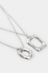 2 PACK Silver Geometric Pendant Necklace Set | Yours Clothing 3